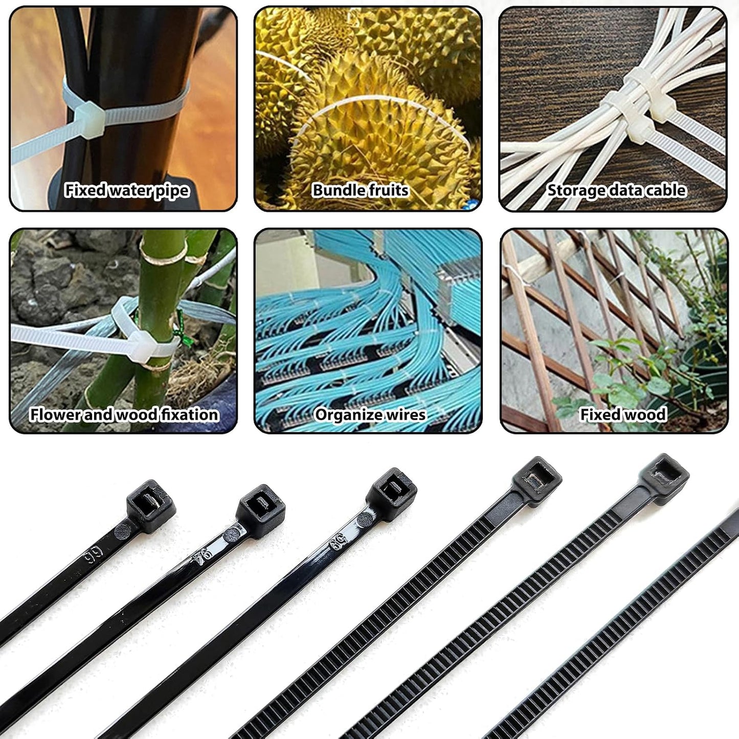 340 Pcs Self Adhesive Cable Zip Tie Mounts Set | 170 Pcs Cable Tie Mounting Base,3/4" | 170 Pcs Zip Ties,8" | White,Cable Clip,Wire Management Clips,Wall Ties Fixing Mount,Wire Holders for Cables