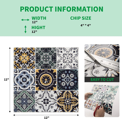 LONGKING Peel and Stick Backsplash Tile Stickers, Colorful Talavera Mexican Tile, Stick on Wall Tiles (10 Sheets)