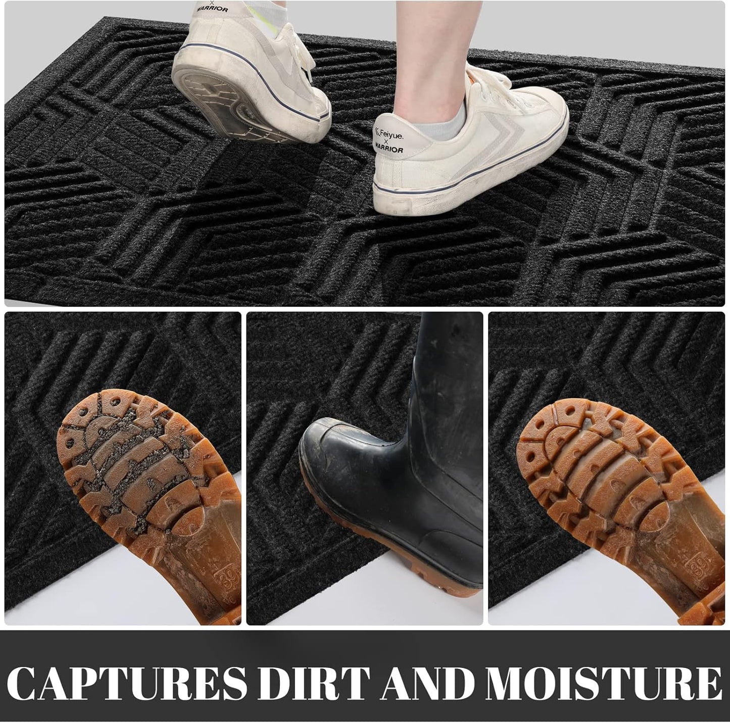 Yimobra Front Door Mat, All-Season Waterproof Outdoor Mat for Entrance with Drainage Holes, Heavy Duty Non-Slip Doormat for Garage Patio Entryway Indoor, 29.5x17, Red