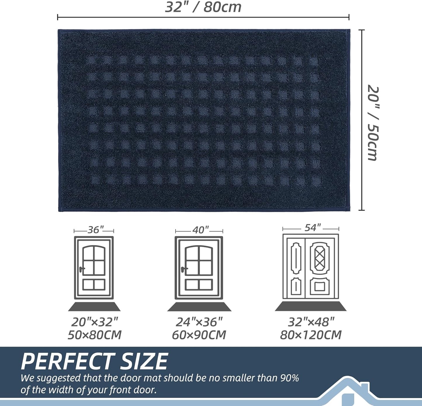BEQHAUSE Dirt Trapper Door Mats 20"x32", Non-Slip Waffle Doormat Indoor Entrance Low-Profile, Dirt Resist and Absorbent Entryway Rugs Washable Inside Welcome Floor Mat for Front Back Door, Beige