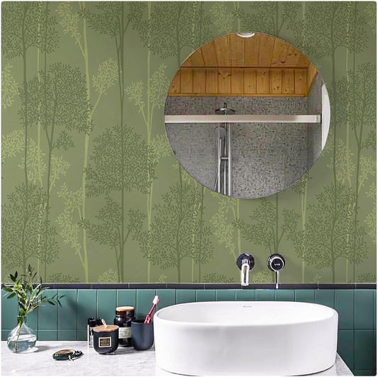 JiffDiff Warm White Self Adhesive Wallpaper with Waterproof, Farmhouse Removable Peel and Stick Wallpaper for Bathroom and Cabinets Decor, Botanical Renter Friendly Contact Paper 17.3" X 120"