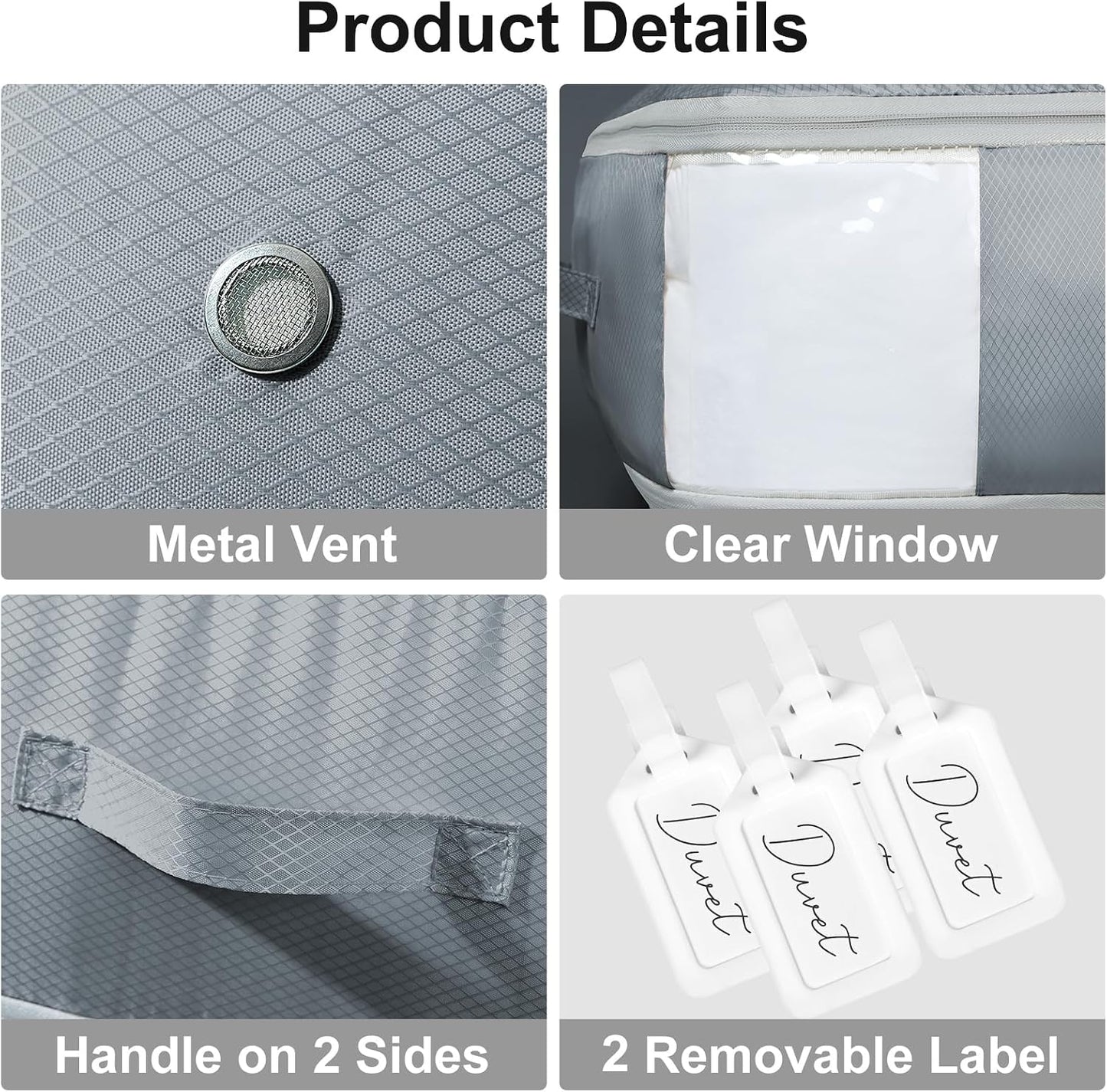 Comforter Storage Bag - Large Capacity Blanket Storage Bags 3-Layer Ultra Space Saving Self Compression Organizer, Washable Compression Bags for Storage Comforter Blanket, 2-Pack, Beige