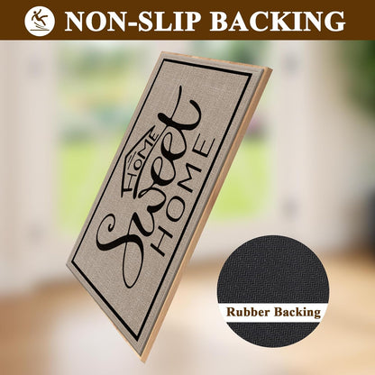 Vaukki Indoor Door Mat 17"x30", Ultra Thin Doormat Indoor Entrance, Non Slip Rubber Backed Inside Welcome Mat for Front Door, Low-Profile Washable Dirt Trapper Entry Floor Mat for Entryway, Sweet Home