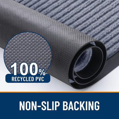 OLANLY Front Door Mat Indoor Outdoor Entrance, 2-Pack 29.5 x 17 Inch, Waterproof Heavy Duty Doormat, Fade Resistant, Low Profile, Easy Clean Patio Porch Welcome Floor Mats for Entry, Grey