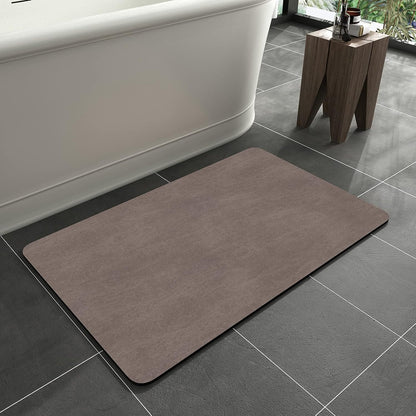 MontVoo -Bath Mat-Rubber Backing Non SlipThin Bathroom Rugs Fit Under Door- Quick Dry Absorbent Faux Suede Surface Grey Bathroom Floor Mats-Shower Rug for in Front of Bathtub Shower Gray 16x24