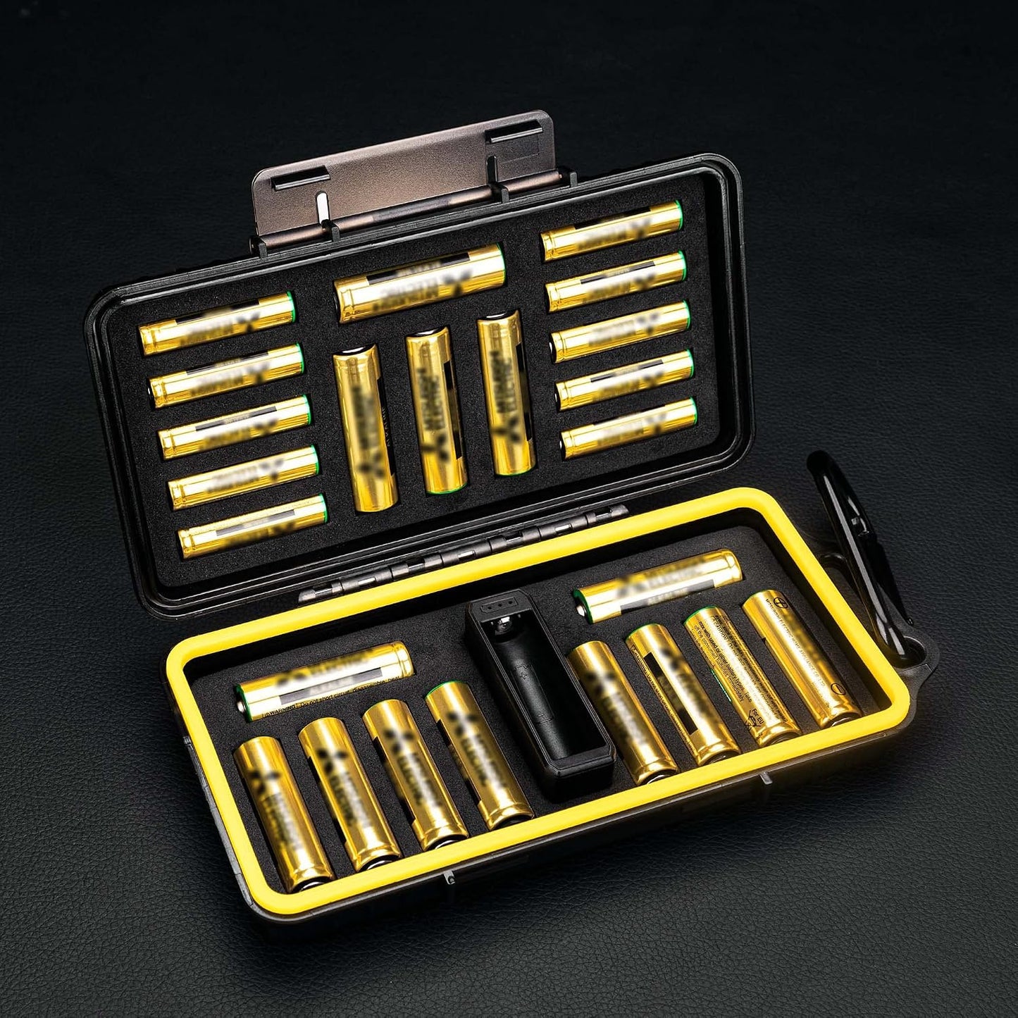 KIWIFOTOS AA AAA Battery Storage Case Holder with Detachable Battery Tester Checker, Hard Shell Battery Organizer Container for 14 Double A & 10 Triple A Battery, Water-Resistant and Shockproof