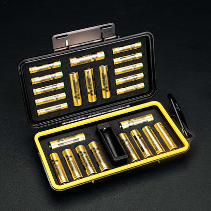 KIWIFOTOS AA AAA Battery Storage Case Holder with Detachable Battery Tester Checker, Hard Shell Battery Organizer Container for 14 Double A & 10 Triple A Battery, Water-Resistant and Shockproof