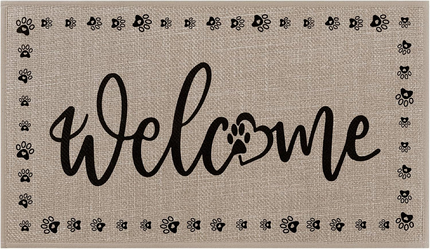 Vaukki Indoor Door Mat 17"x30", Ultra Thin Doormat Indoor Entrance, Non Slip Rubber Backed Inside Welcome Mat for Front Door, Low-Profile Washable Dirt Trapper Entry Floor Mat for Entryway, Sweet Home