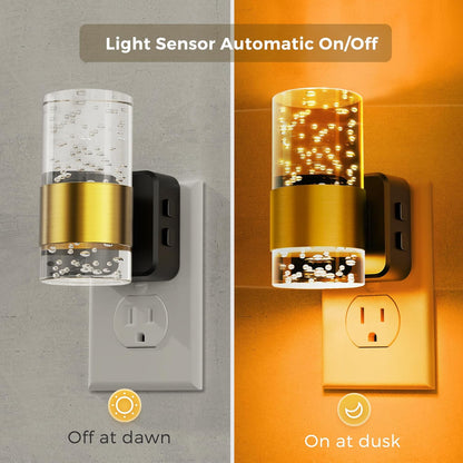L LOHAS LED Night Light,Dimmable Night Lights Plug into Wall, 2 Pack Acrylic Nightlight with 0-100 LM Adjustable Brightness, 3000K Plug in Night Light with Dusk to Dawn Sensor, for Bathroom Hallway