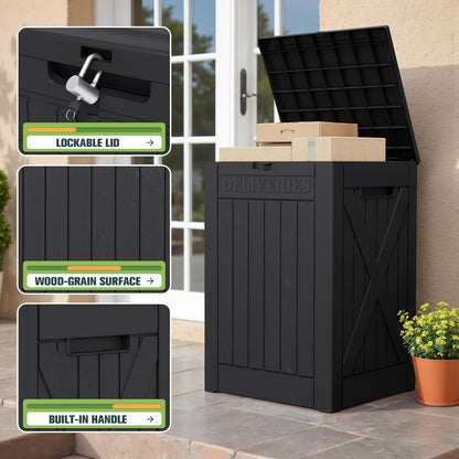 Greesum 31 Gallon Resin Deck Box All Weather Outdoor Storage Boxes for Patio Furniture Set,Outdoor Toys,Garden Tools,Black