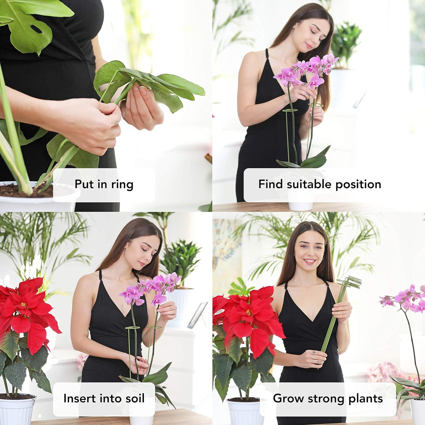 2 Pack Plant Stakes | Plant Supports for Tall Plants and Flowers | Green Garden Stakes | Help Your Flowers Grow | Tomato Cages for Garden | Plant Sticks for Orchid, Amaryllis, Peony, Peppers and More