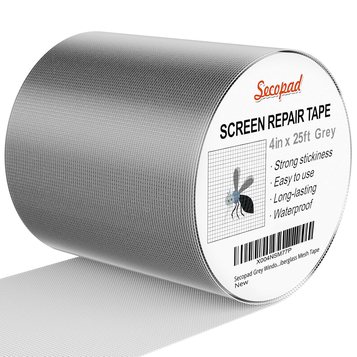 Secopad Black Window Screen Repair Tape, 4 in X 20 FT (240IN) Kit for Windows or Doors, Strong Adhesive Patch Fiberglass Mesh Repair