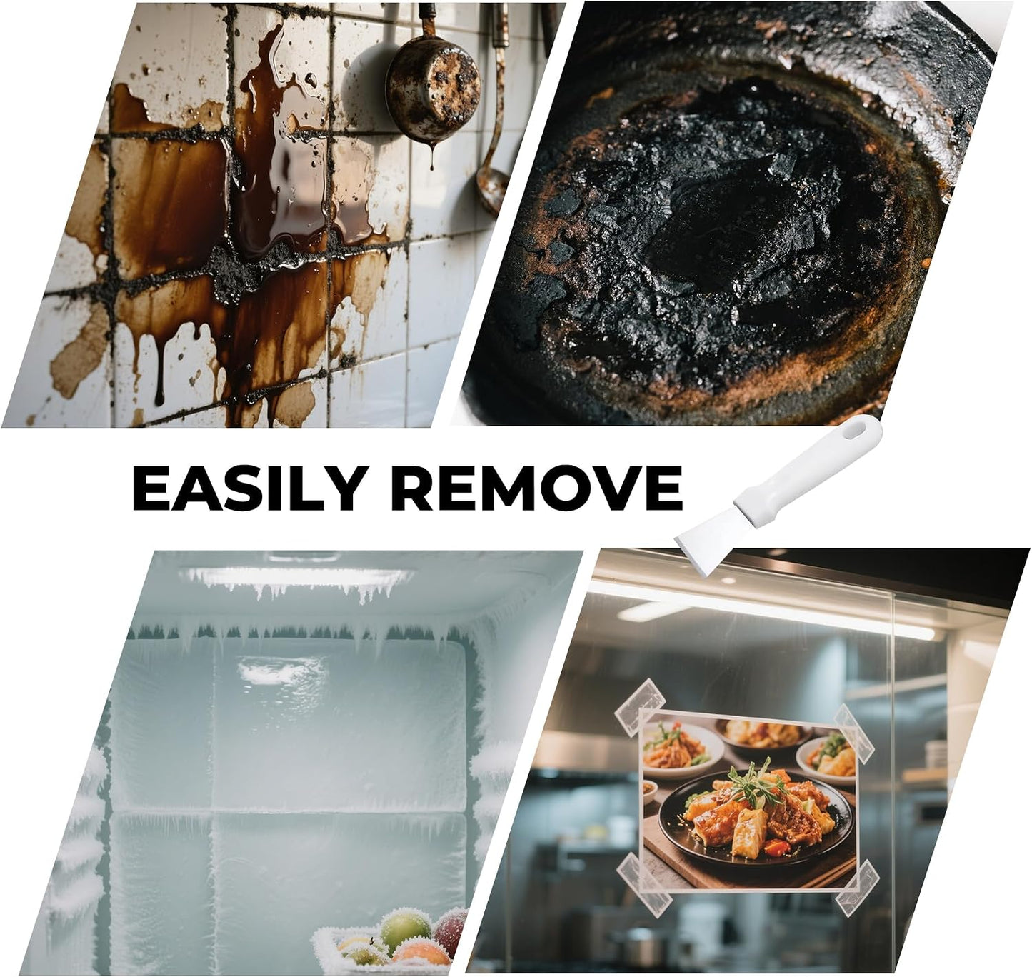 Glass Stove Curved Edge Scraper Flexible Black Straight Tool for Grease and Residue Removal