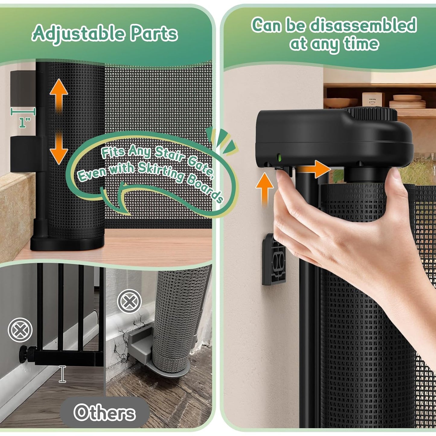 200'' Retractable Baby Gates Extra Wide,34" Tall Retractable Dog Gate for Doorways,Extra Long Retractable Baby Gate for Stairs,Kitchen,Indoor/Outdoor Retractable Gate with Fiberglass Reinforcement Rod
