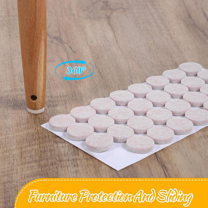 96 Pcs Felt Furniture Pads 3/4" Non Slip Chair Leg Pads Self Adhesive Chair Felt Pads Noise Canceller Anti Slip Furniture Stoppers for Hardwood Floors