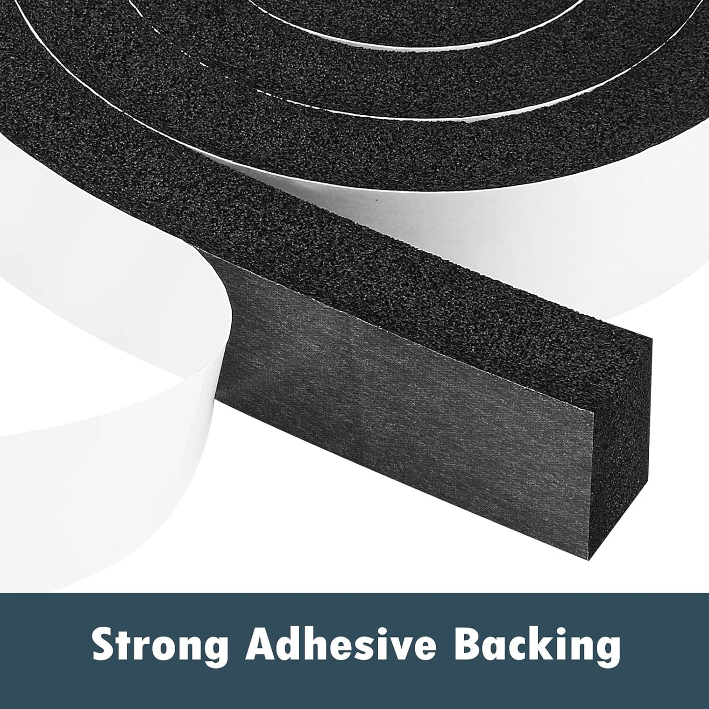 Seal Foam Tape,1/2 Inch W x 1/8 Inch T Weather Stripping for Door and Window,High Density Single Sided Closed Cell Door Insulation Weather Strip, 3 Rolls Total 50FT Black