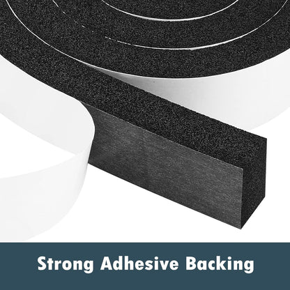 Seal Foam Tape,1/2 Inch W x 1/8 Inch T Weather Stripping for Door and Window,High Density Single Sided Closed Cell Door Insulation Weather Strip, 3 Rolls Total 50FT Black