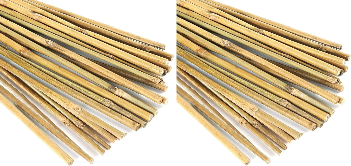 Yowlieu 20 Pcs Natural Bamboo Stakes + 1 Roll Garden Ties, 18 Inches Bamboo Sticks Gardening Plant Support Stakes for Indoor Plants, Tomato, Potted Plants