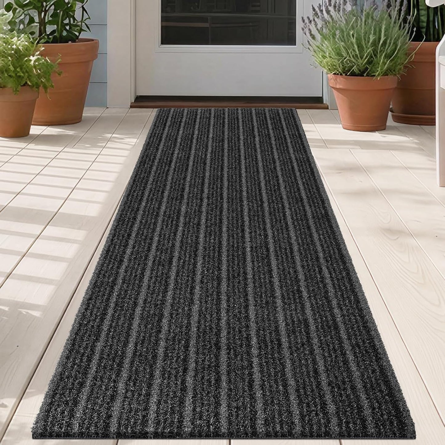 Outdoor Front Door Mat 32" x 48", Dirt Trapping Outside Entrance Rug, Non Slip Shoe Scraper, Heavy Duty Commercial Rug for Patio, Garage, Traffic Area, Office, Roll Packing