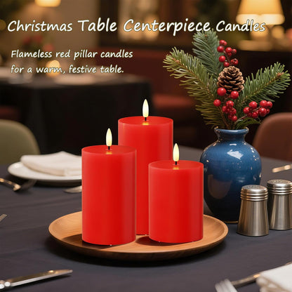 JOIONE Flameless Pillar Candles with Remote, 3 Pack Battery Operated Real Wax LED Candles, LED Candle that Perfect for Home Decorations Fireplace Table, White