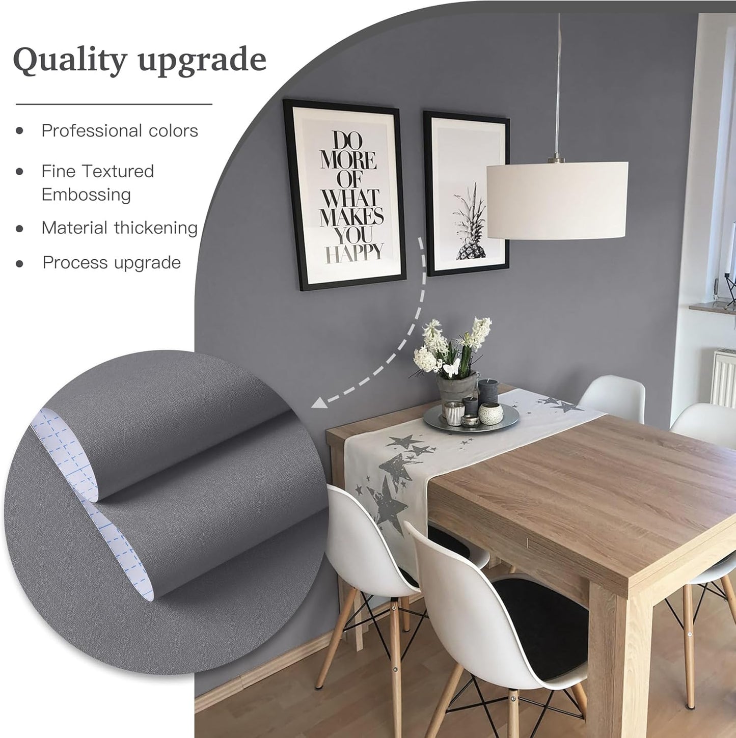 Dimoon 17.7''x118'' Peel and Stick Wallpaper White Contact Paper for New Environmentally Friendly Materials Thickening Upgrade Embossed Renter Friendly Wall Paper Modern Vinyl Wrap Countertop Bedroom