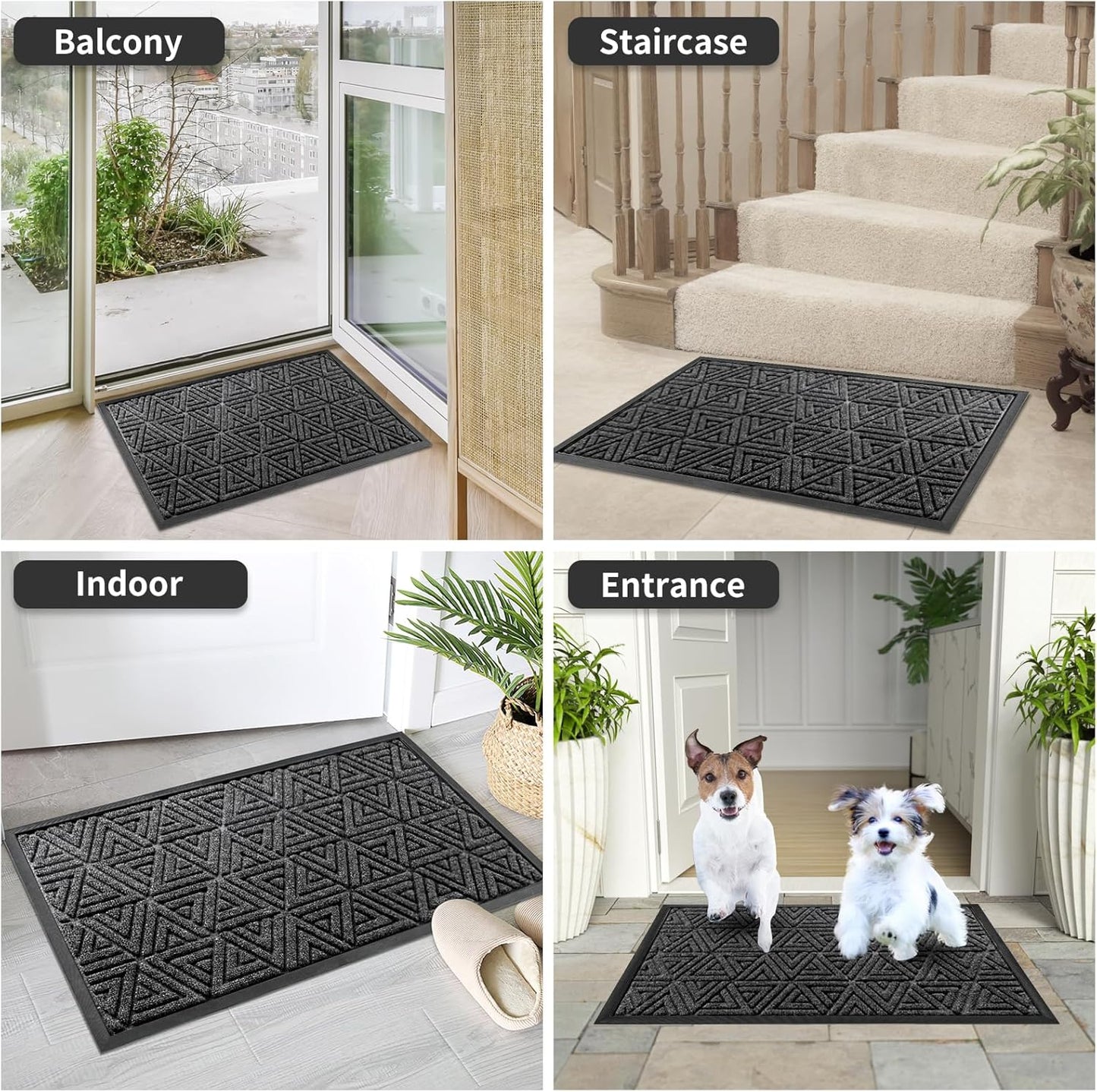 Yimobra Front Door Mat Outside Entrance 29.5x17, Waterproof Heavy Duty Outdoor Mats for Front Door, Non Slip Rubber Entry Mat for Garage Patio Indoor, Grey