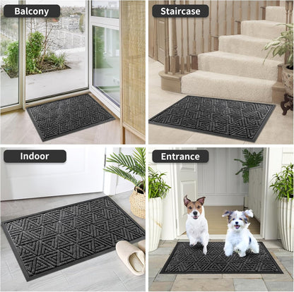 Yimobra Front Door Mat Outside Entrance 29.5x17, Waterproof Heavy Duty Outdoor Mats for Front Door, Non Slip Rubber Entry Mat for Garage Patio Indoor, Grey