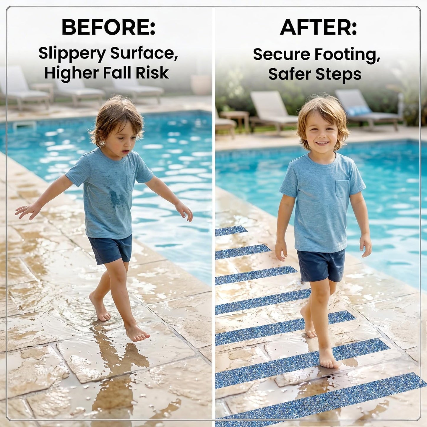 LifeGrip Anti Slip Traction Treads 10 Pack, 6"x32" with Glow in Dark Stripe, Best Grip Tape Grit Non Slip, Outdoor Non Skid Tape, High Traction Friction Abrasive Adhesive for Stairs Step