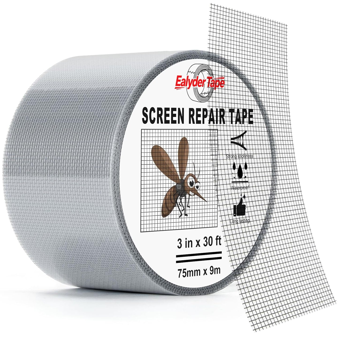 2″ X 30 FT Black Window Screen Repair Tape, Strong Adhesive Fiberglass Mesh Patch for Window & Door Screen Tears
