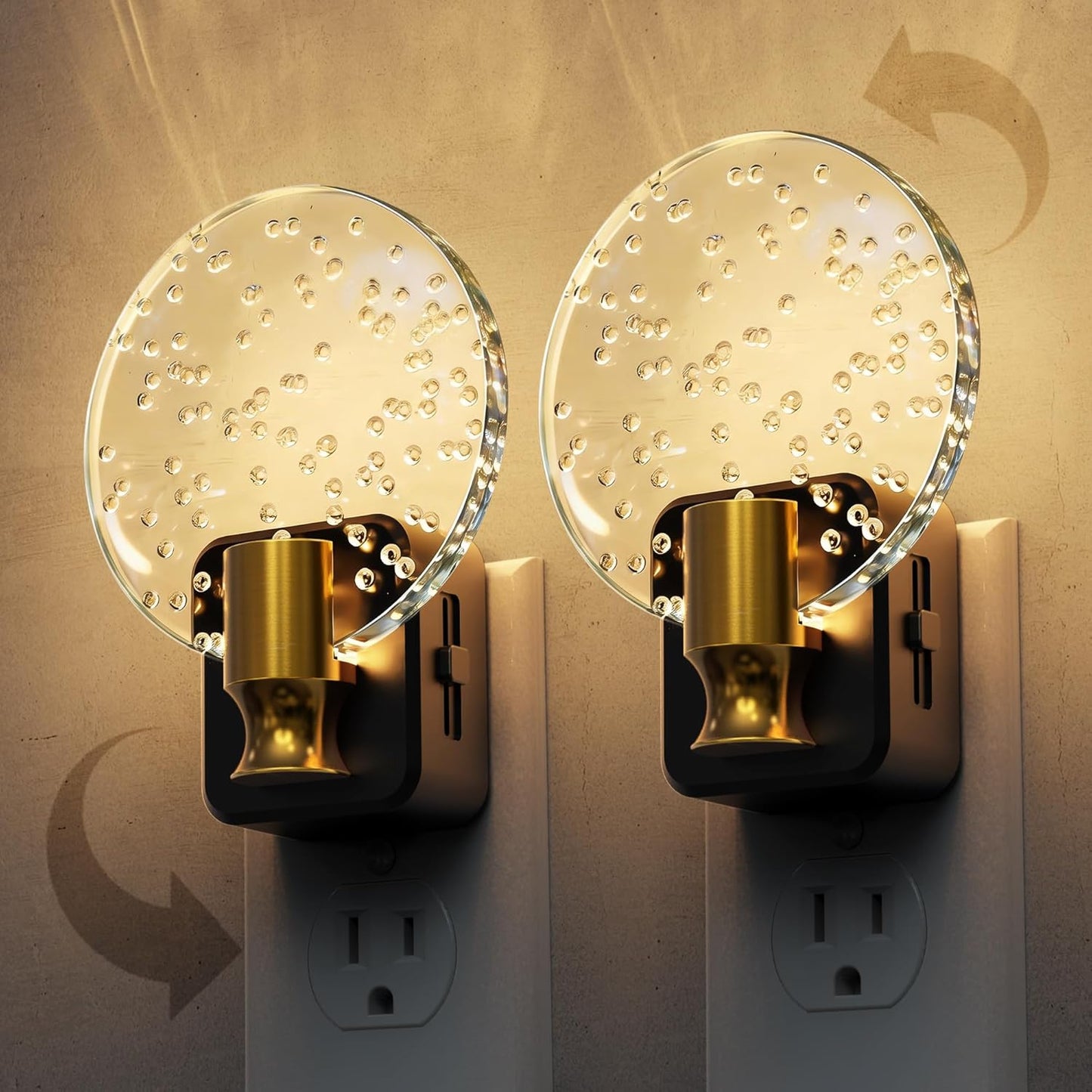 L LOHAS LED Night Light,Dimmable Night Lights Plug into Wall, 2 Pack Acrylic Nightlight with 0-100 LM Adjustable Brightness, 3000K Plug in Night Light with Dusk to Dawn Sensor, for Bathroom Hallway
