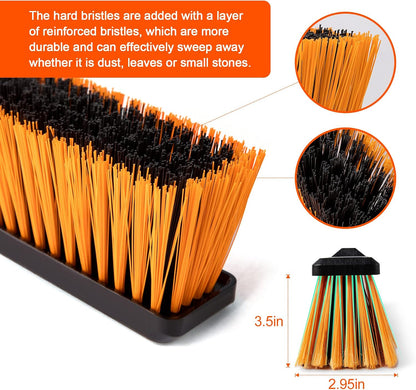 CLEANHOME 24”Push Broom Brush for Floor Cleaning with 65” Long Handle and Stiff Bristles, Heavy Duty Brush for Shop, Deck, Garage, Concrete,Indoor and Outdoor Broom,Orange