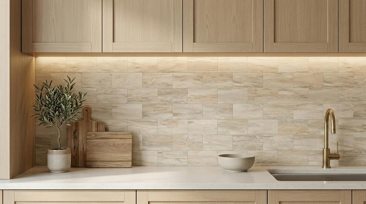 2026 New Upgrade Peel and Stick Backsplash Tile, Peel and Stick 11.34" X 11.57" Wall Tile for Kitchen, Bathroom, Fireplace, Laundry (Beige Ecru, 10 Packs)