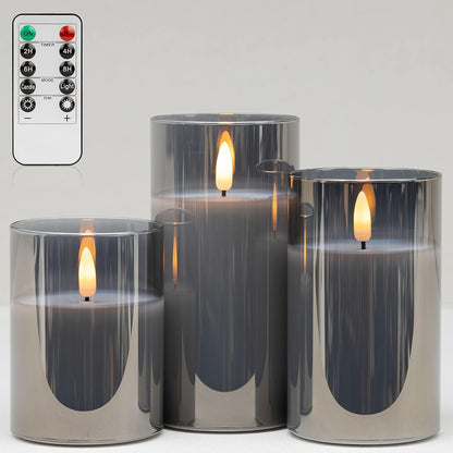 ANGELLOONG Flickering Flameless Candles, Realistic Battery Operated Candles with Remote and Timer, Set of 3 LED Candles for Room Fall Home Wedding Decor Centerpieces Table Party Valentines Decorations