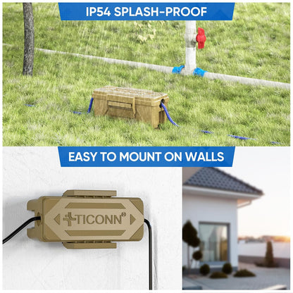 TICONN Outdoor Electrical Box, IP54 Splash-Proof Outdoor Extension Cord Cover, Protects Power Strip, Plug, Socket, Timer, Holiday Lights (Black, Small)