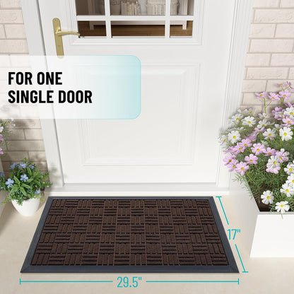 OLANLY Front Door Mat Outside Entrance 29.5x17, Absorbent, Heavy Duty Sturdy Natural Rubber Doormat Indoor Outdoor, Stain and Fade Resistant, Non-Slip Backing Low Profile Floor Mat for Entryway, Grey