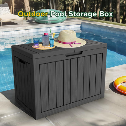 PatioZen 100 Gallon Resin Deck Box, Lockable Patio Outdoor Storage Box for Furniture, Garden Tools and Tools Storage, Waterproof Outside Storage Boxes - Black