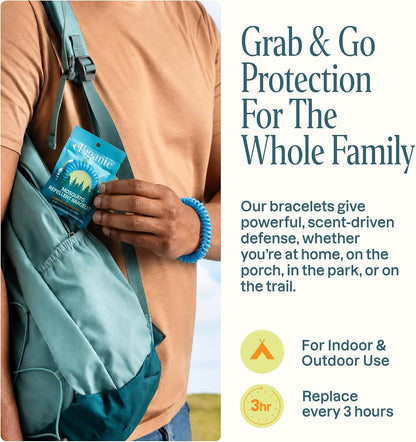 Cliganic 10 Pack Mosquito Repellent Bracelets for Adults & Kids - Natural DEET-Free Bands, Individually Wrapped