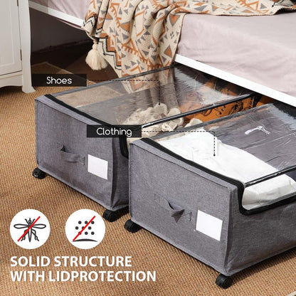 FOUCSSOMEI Under Bed Storage with Wheels, Under The Bed Storage Drawers On Wheels, Rolling Underbed Drawers, Lockable, Heavy Duty