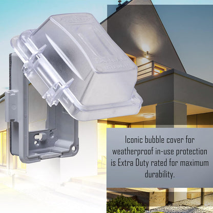 TAYMAC MKG420CS Nonmetallic Extra Duty Complete in-Use Cover 15 Amp WRTR Self Test GFCI Kit, 1-Gang, Clear/Gray