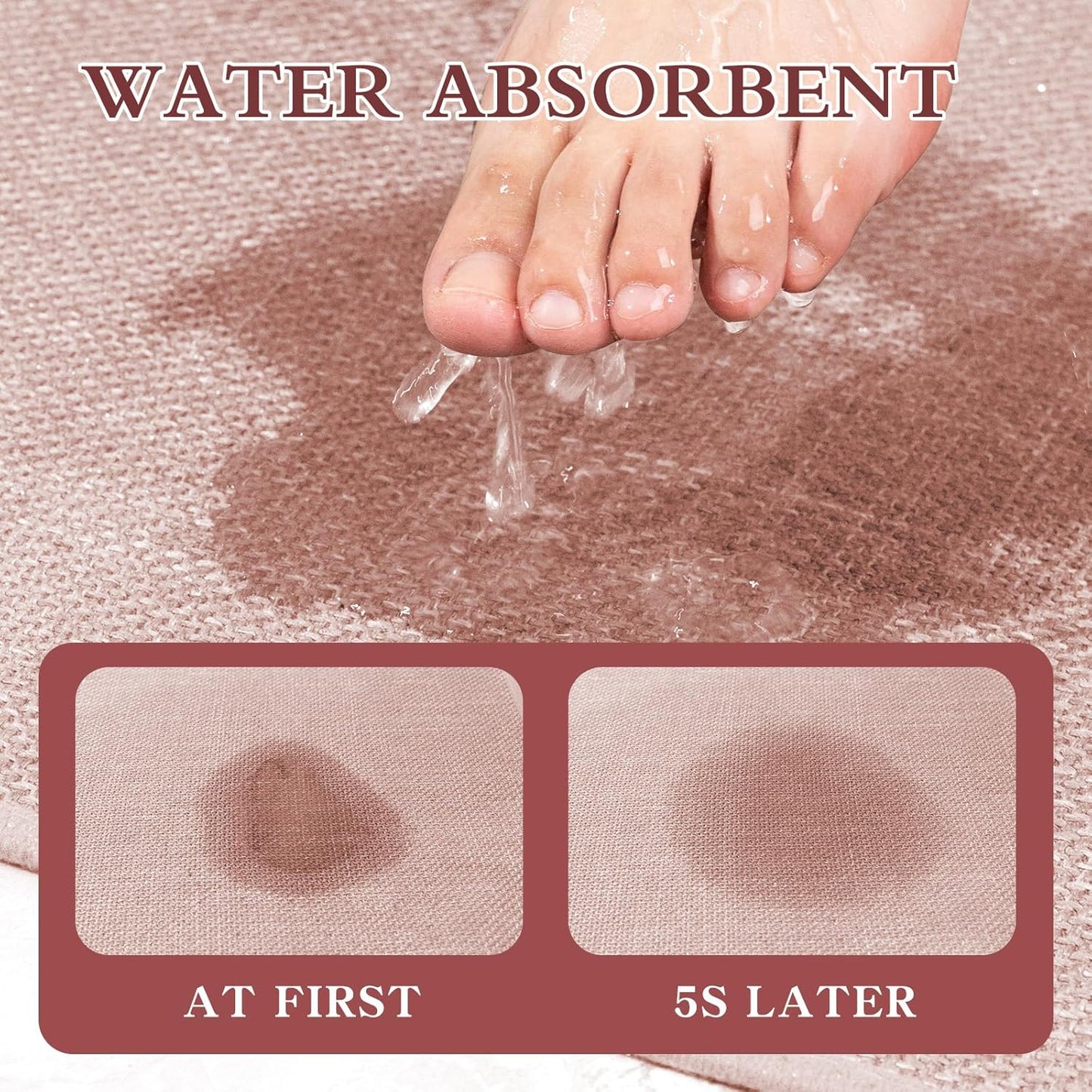 chakme Bathroom Rugs Mat 24x17, Ultra Thin Non Slip Bath Mat Small Quick Dry Absorbent Bath Mat for Bathroom Floor, (Dark Beige, 24"x17")