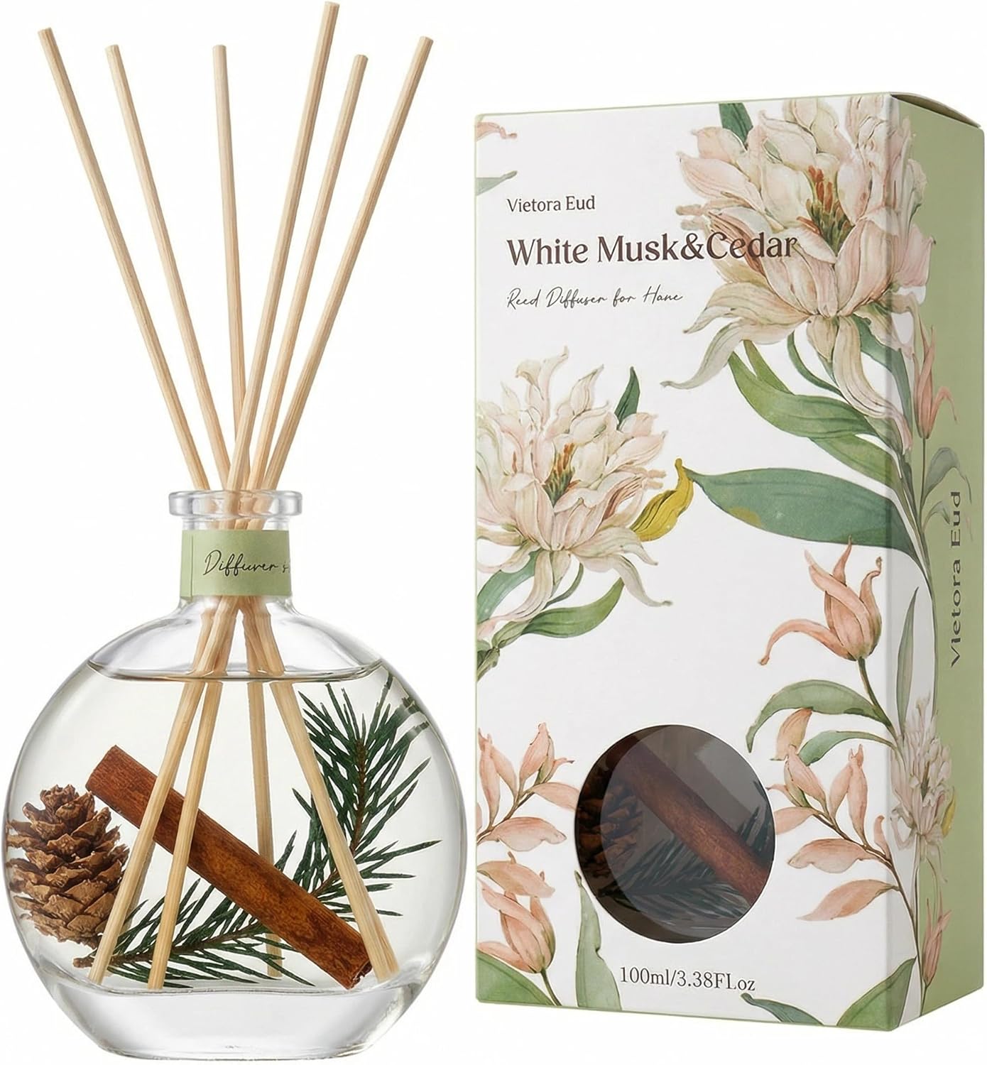 Luxury Hotel Scent Reed Diffuser 100ml (3.38oz) | No.1898 Hotel Collection Diffuser Oil Inspired by Ritz Carlton | Home, Bathroom & Office Decor | Long-Lasting Room Freshener Gift Set