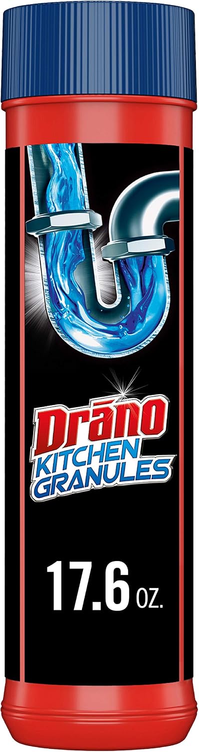 Drano Kitchen Granules Drain Clog Remover and Cleaner, Unclogs blockage from Grease or Cooking Oil, 17.6 oz