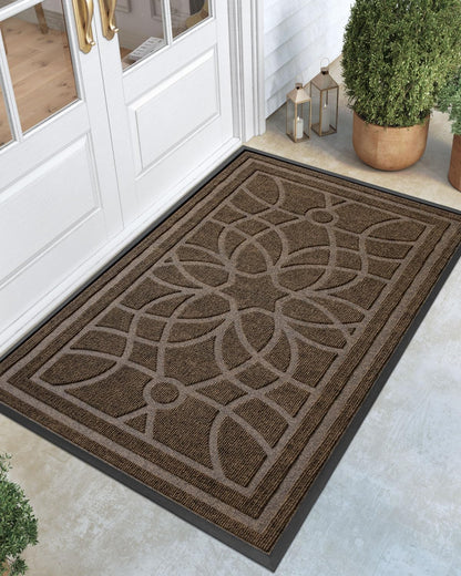 DEXI Front Door Mat Outside Entrance, Heavy Duty Non Slip Low Profile Doormat for Entryway, Trap Dirt and Moisture Welcome Mats, Easy Clean, Patio, Garage, 3x2, Blue