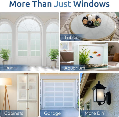 rabbitgoo Window Privacy Film for Glass Windows with Kit Decorative Clings UV Blocking Heat Control Static Cling Removable Bathroom Bedroom Door Home Coverings Pure, 17.5 X 78.7 inches