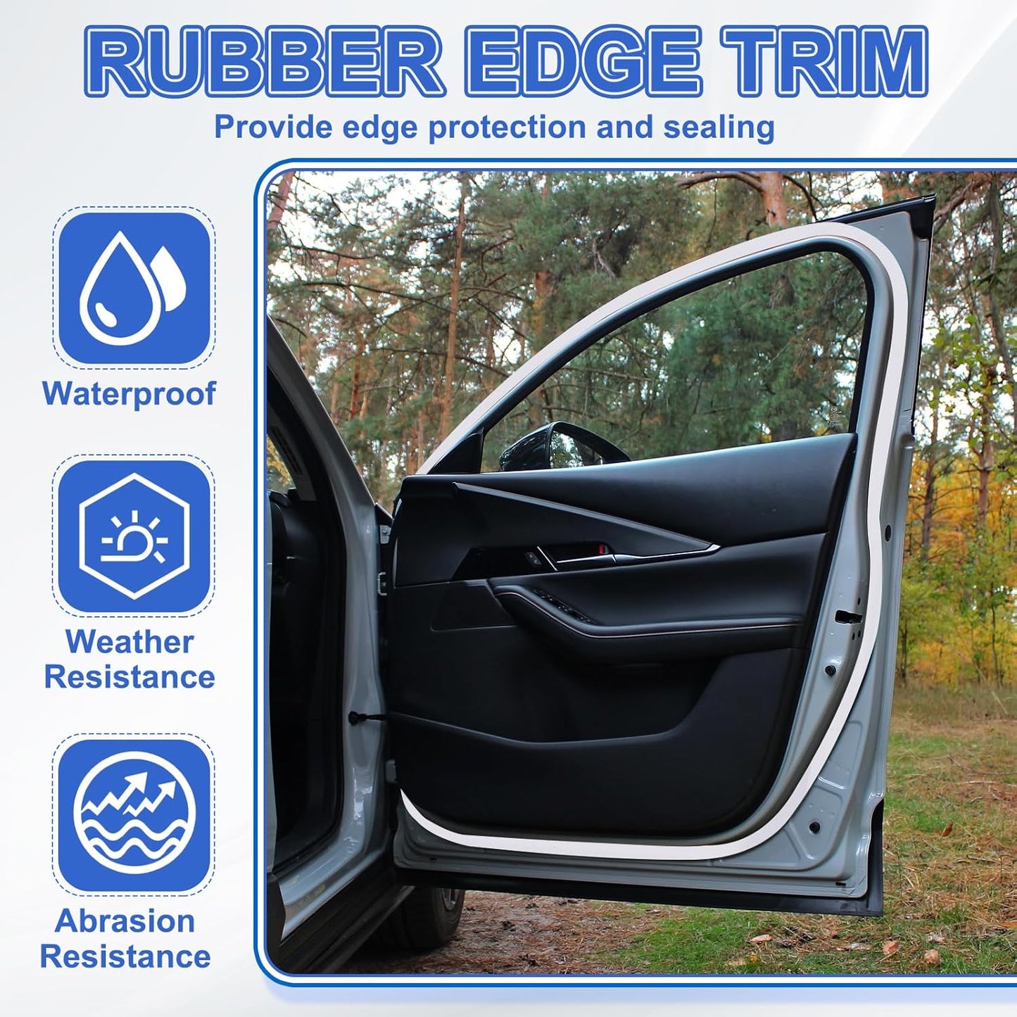 YOKIVE Clear Rubber U Channel Edge Trim, Silicone Door Seal Strip 3/16" Slot Fit for 5/32"-7/32" Edge | Metal Edge Guard Protector Great for Plywood, Glass, Sheet Metal (10-Feet)
