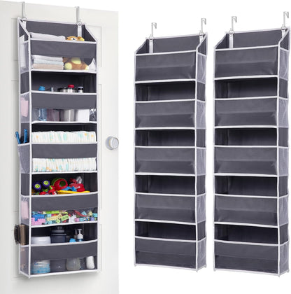 ULG Over the Door Organizer, 5-Tier Extra Large Hanging Storage with 10 Mesh Pockets, 100 lbs Capacity, Heavy Duty Door Organizer for Closet, Bedroom, Nursery Storage, Beige