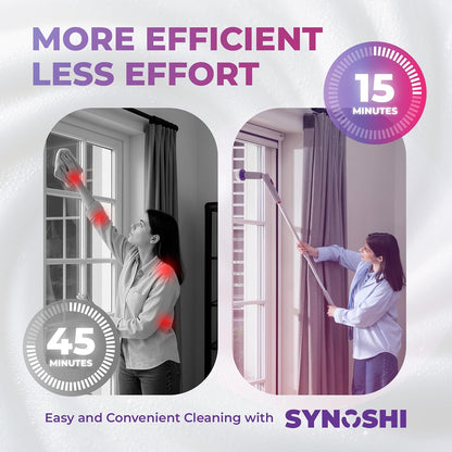Synoshi PRO Electric Spin Scrubber with Long Handle – Cordless Shower Scrubber, Bathroom Cleaning Brush, Electric Scrubber for Cleaning Shower, Tub & Floor, Adjustable Angles, 2 Speeds Power Scrubber