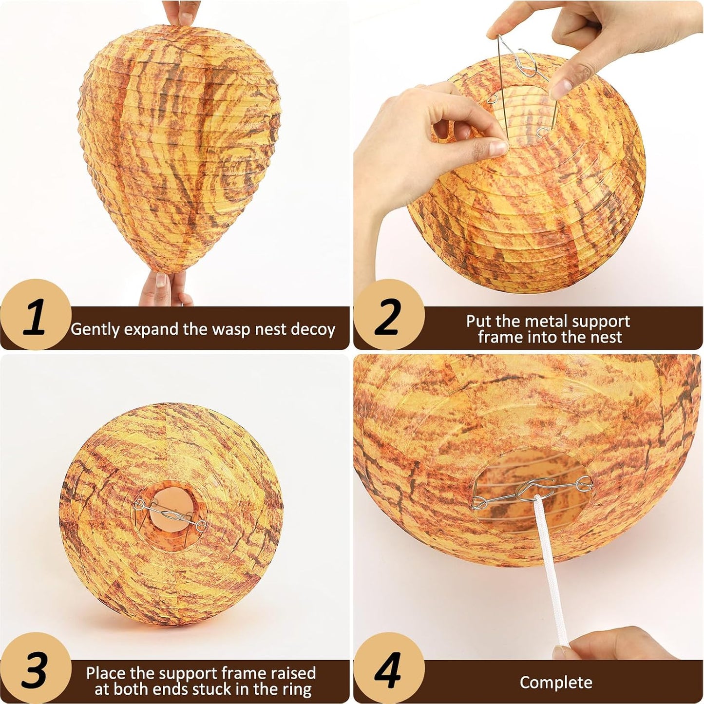 4 Pack Wasp Nest Decoy Hanging Wasp Nest Stay Away from Wasps Hornets Yellow Jackets