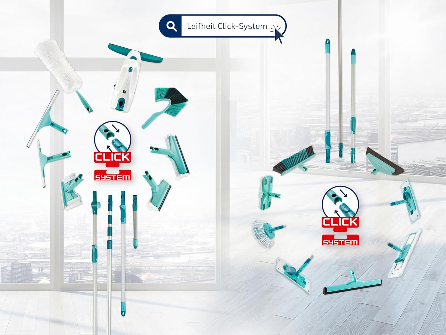 Leifheit Clean Twist Spin Mop and Bucket Set with Rollers | Telescopic Handle, 360° Joint, Spin-Dry System | Easy Glide Wheels | Blue
