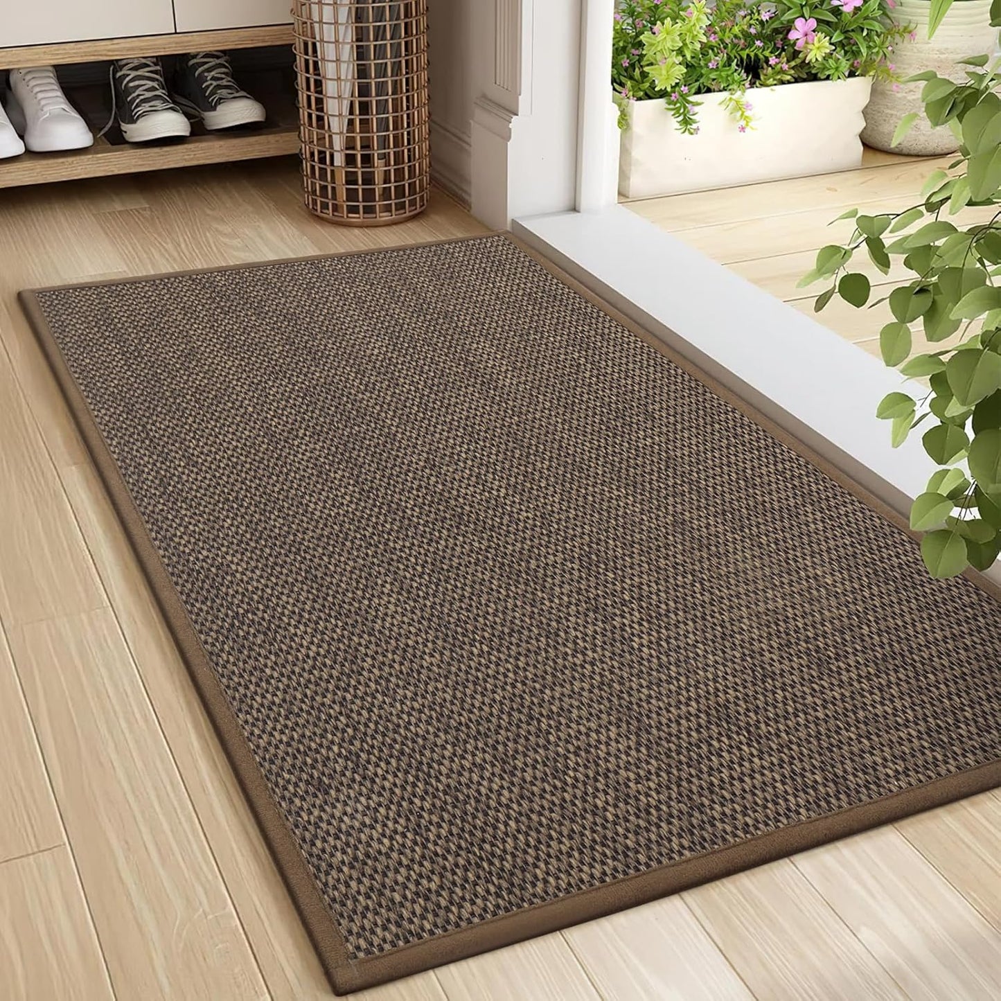 LEKEEPGO Door Mat 17"x29", Non Slip Door Mat Indoor Entrance, Rubber Backing Indoor Door mats Washable Absorbent Low-Profile Doormat Front Entryway Entry Resist Dirt Inside Door Mats, Khaki